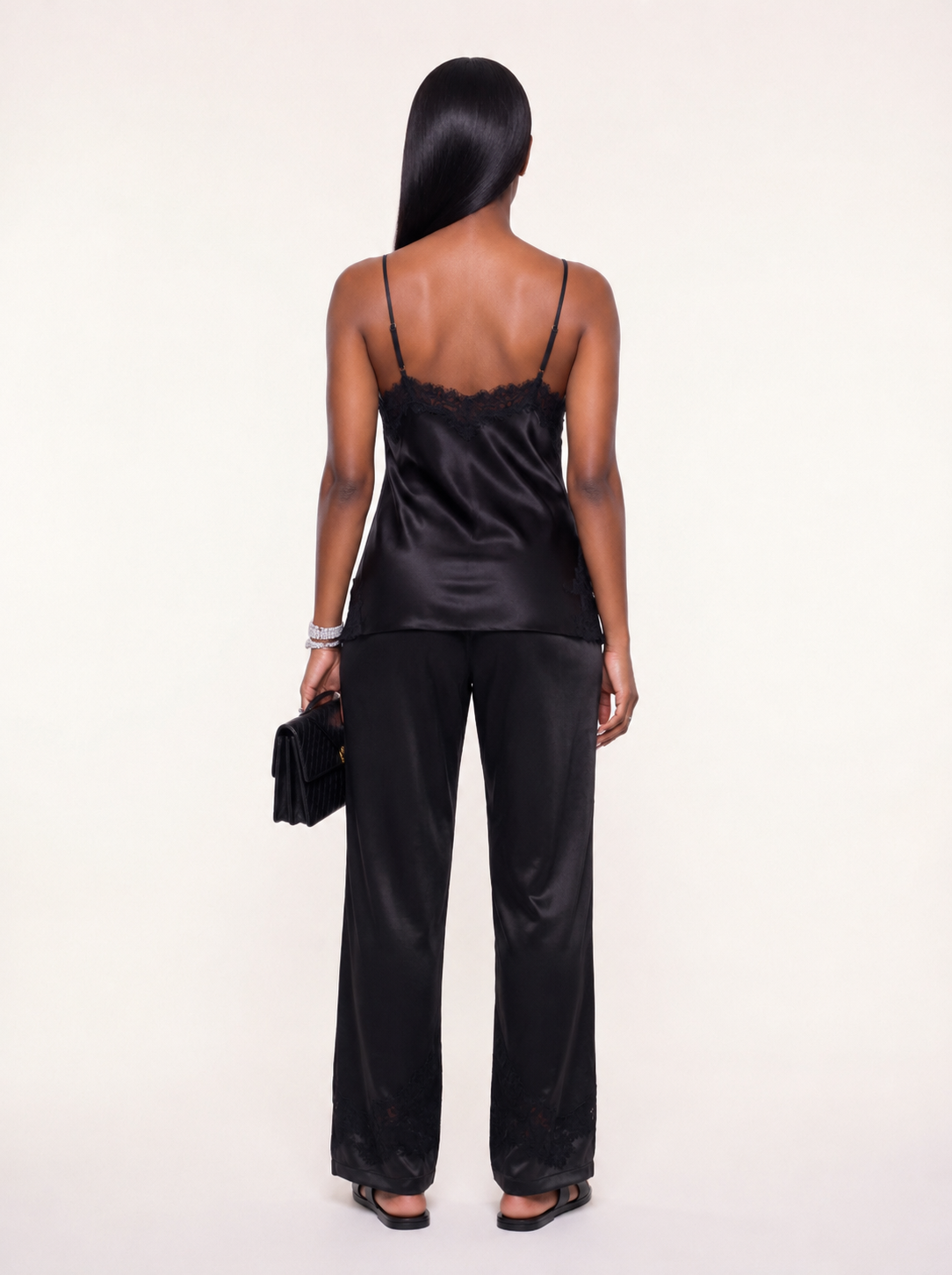 Ensemble en satin Diala noir
